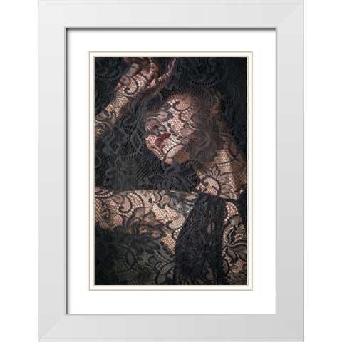 Keiko White Modern Wood Framed Art Print with Double Matting by Kiyota, Daisuke