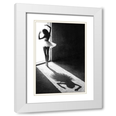 Shadow Dance White Modern Wood Framed Art Print with Double Matting by Kisworo, Sebastian