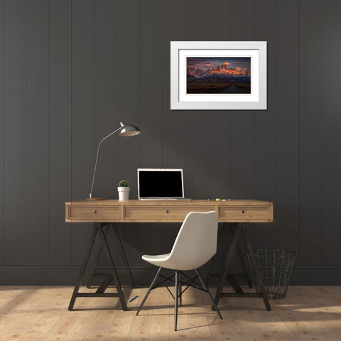 Burning Peak White Modern Wood Framed Art Print with Double Matting by Svoboda Mqep, Peter