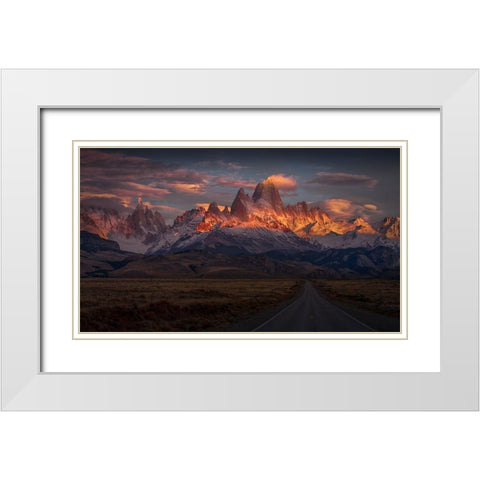 Burning Peak White Modern Wood Framed Art Print with Double Matting by Svoboda Mqep, Peter