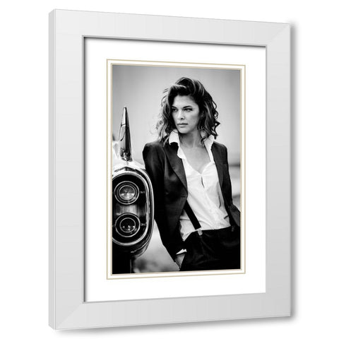 Jamie And The T-Bird White Modern Wood Framed Art Print with Double Matting by Muller Photography, Peter