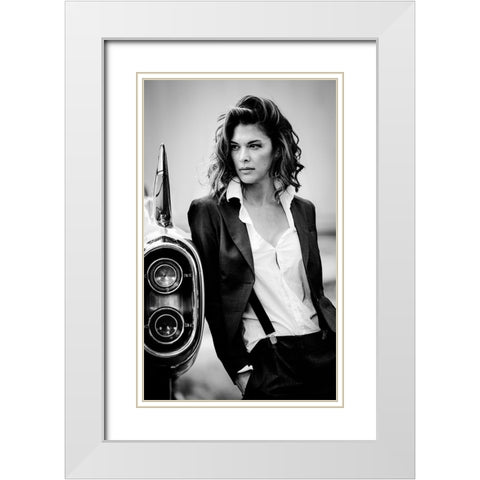 Jamie And The T-Bird White Modern Wood Framed Art Print with Double Matting by Muller Photography, Peter