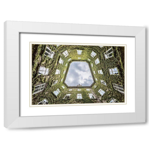 Vienna Courtyard White Modern Wood Framed Art Print with Double Matting by Cancian, Lorenza