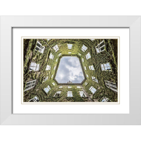 Vienna Courtyard White Modern Wood Framed Art Print with Double Matting by Cancian, Lorenza