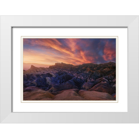 Zabriskie Sunset White Modern Wood Framed Art Print with Double Matting by F. Turienzo, Carlos
