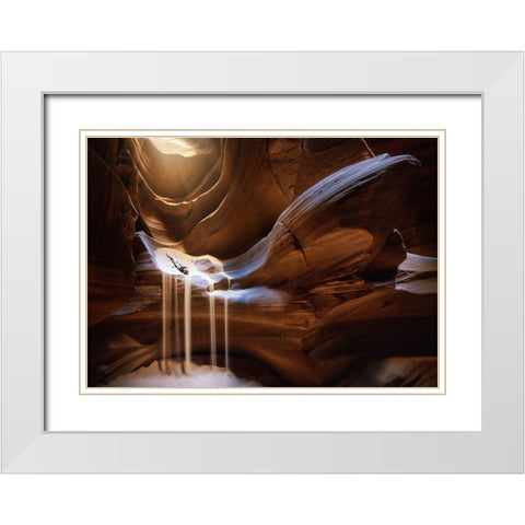 Antelope Waterfall White Modern Wood Framed Art Print with Double Matting by Pablo De, Juan