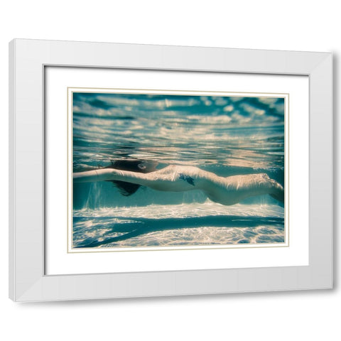 Fox Under Water White Modern Wood Framed Art Print with Double Matting by Brackstone, Mel