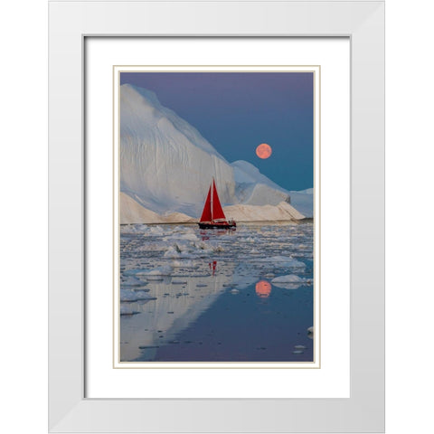 Greenland Night White Modern Wood Framed Art Print with Double Matting by Pelissier, Marc