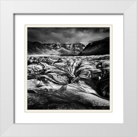 The Black Glacier White Modern Wood Framed Art Print with Double Matting by Digalakis, George