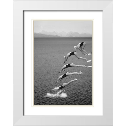 The Beauty Of Diving White Modern Wood Framed Art Print with Double Matting by Van Son, Greetje