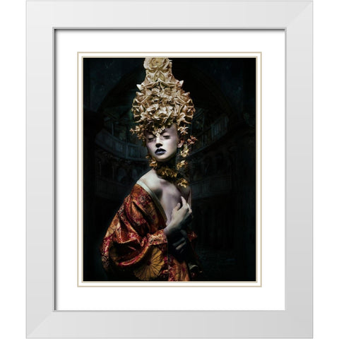 Aiko White Modern Wood Framed Art Print with Double Matting by Siegart