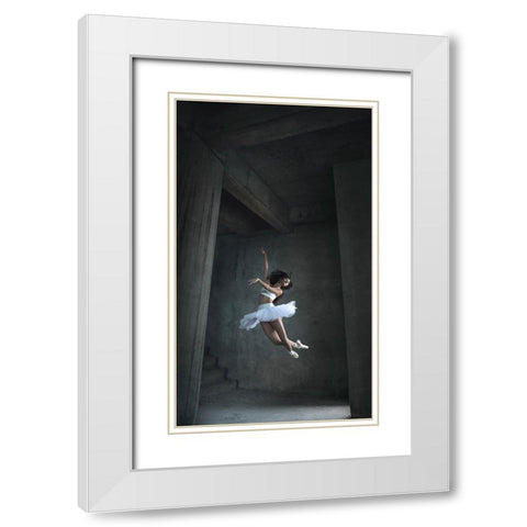 Flying Dance White Modern Wood Framed Art Print with Double Matting by Kisworo, Sebastian