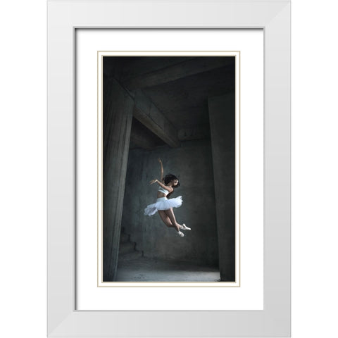Flying Dance White Modern Wood Framed Art Print with Double Matting by Kisworo, Sebastian