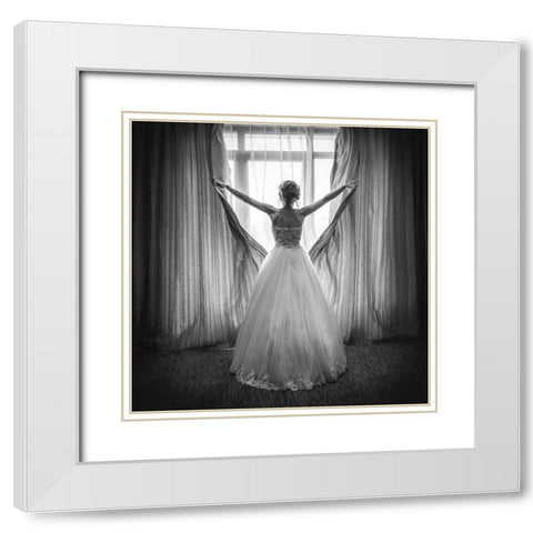 Untitled White Modern Wood Framed Art Print with Double Matting by Hristov, Boris