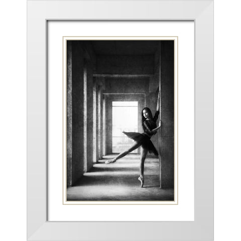 Dinka White Modern Wood Framed Art Print with Double Matting by Kisworo, Sebastian