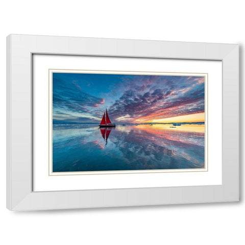 Greenland Fire Sky White Modern Wood Framed Art Print with Double Matting by Pelissier, Marc