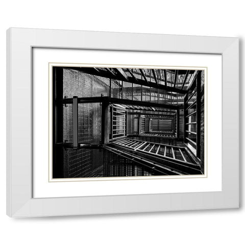 Escape Room White Modern Wood Framed Art Print with Double Matting by Van Son, Greetje