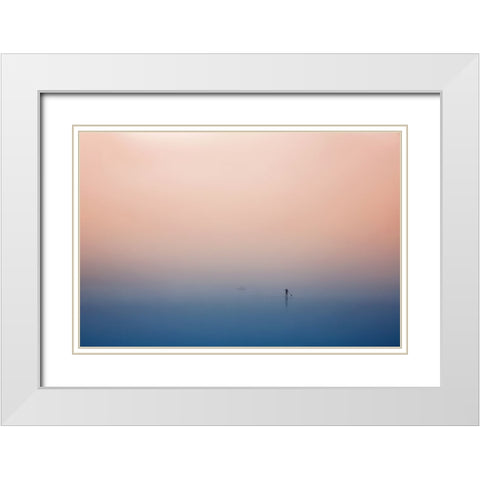 Stand Up Paddling White Modern Wood Framed Art Print with Double Matting by Hermann, Uschi