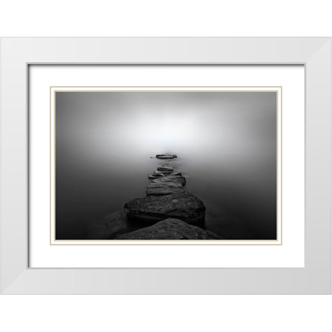 Stones Ii White Modern Wood Framed Art Print with Double Matting by Guerola, Joaquin