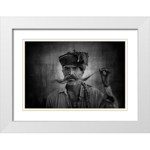 Old Rajasthani Man White Modern Wood Framed Art Print with Double Matting by Yosifov, Svetlin