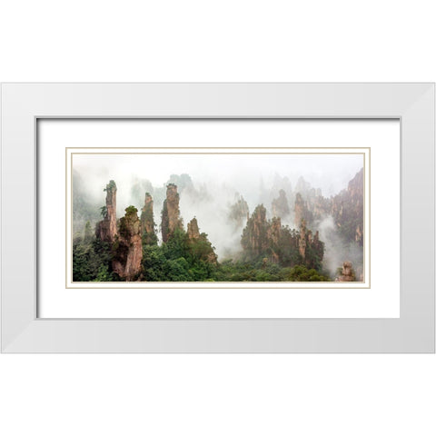 Cloud-Shrouded Zhangjiajie White Modern Wood Framed Art Print with Double Matting by Zhu, Hua