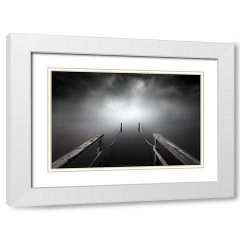 The Place White Modern Wood Framed Art Print with Double Matting by Guerola, Joaquin
