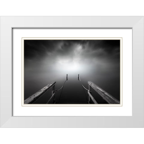 The Place White Modern Wood Framed Art Print with Double Matting by Guerola, Joaquin