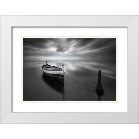 The Boat Ii White Modern Wood Framed Art Print with Double Matting by Guerola, Joaquin