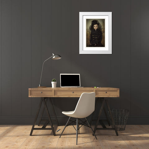 English Lady White Modern Wood Framed Art Print with Double Matting by Kayen-Mouthaan, Carola