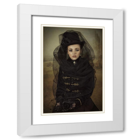 English Lady White Modern Wood Framed Art Print with Double Matting by Kayen-Mouthaan, Carola