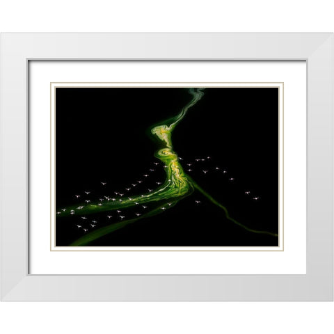 Flying Over Incredible Pattern White Modern Wood Framed Art Print with Double Matting by J. Chen, John