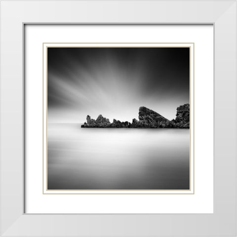 A Series Of Rocks White Modern Wood Framed Art Print with Double Matting by Digalakis, George