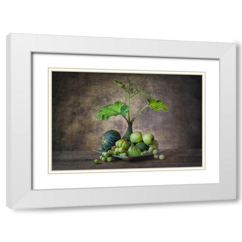 Greens From The Garden White Modern Wood Framed Art Print with Double Matting by Jacobs, Lydia