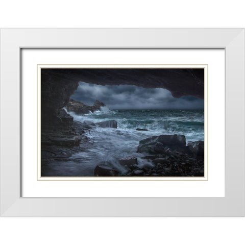 Byrons Cave White Modern Wood Framed Art Print with Double Matting by Lazzarotti, Paolo