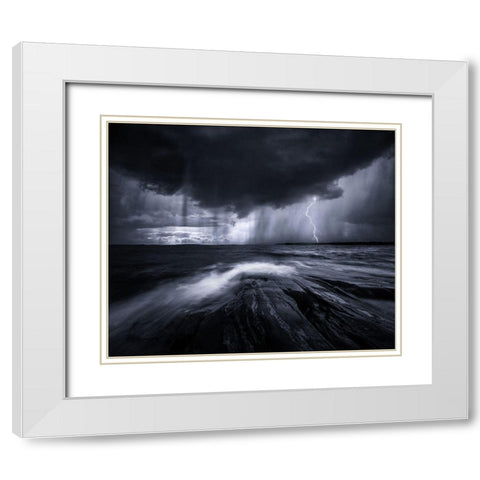 Black Waters. White Modern Wood Framed Art Print with Double Matting by Suutari, Mika
