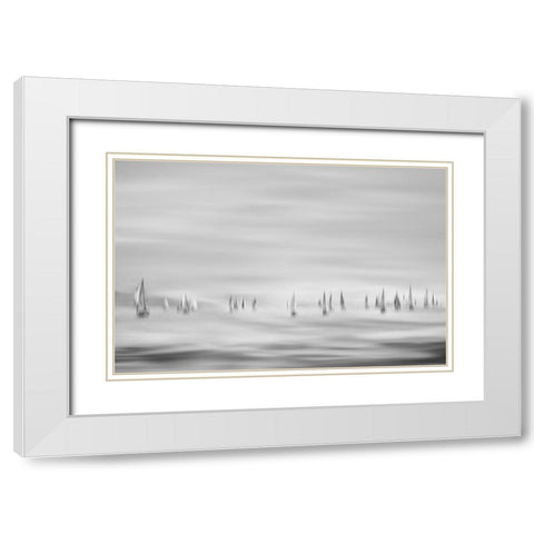 Untitled White Modern Wood Framed Art Print with Double Matting by Brnelic, Tamara