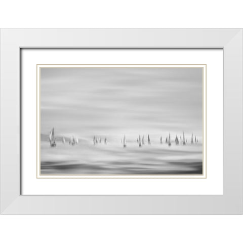 Untitled White Modern Wood Framed Art Print with Double Matting by Brnelic, Tamara