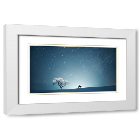 A Starry Night White Modern Wood Framed Art Print with Double Matting by Z, Bingo