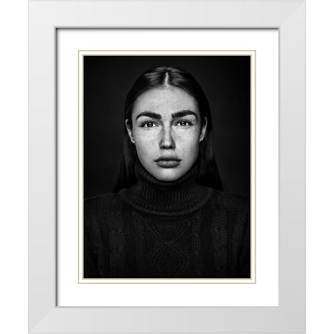 Project Faces [Romi] White Modern Wood Framed Art Print with Double Matting by Krystynek Mqep, Martin