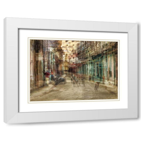 Daily Scene In Centro Habana White Modern Wood Framed Art Print with Double Matting by Labagnara, Roxana