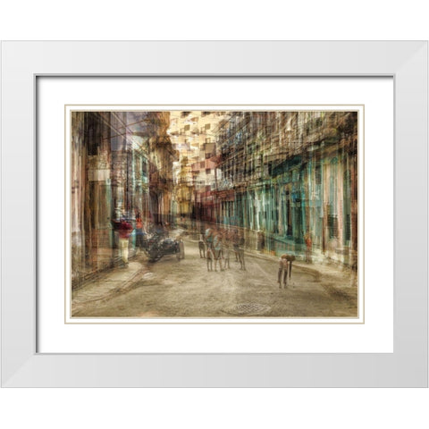 Daily Scene In Centro Habana White Modern Wood Framed Art Print with Double Matting by Labagnara, Roxana