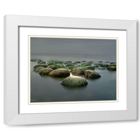 Bowling Ball Beach White Modern Wood Framed Art Print with Double Matting by W. Chen, Janice
