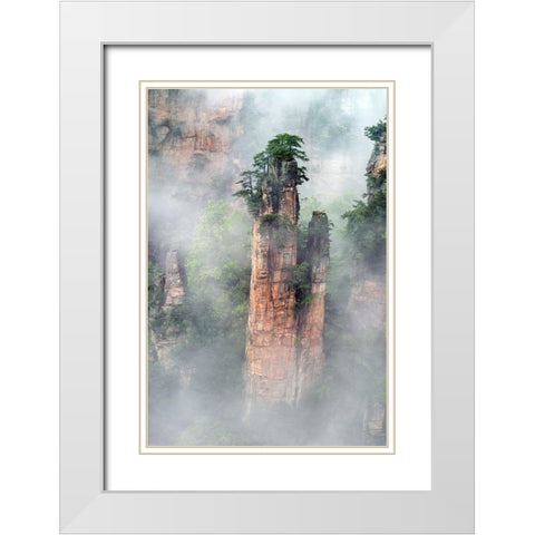 Zhangjiajie White Modern Wood Framed Art Print with Double Matting by Zhu, Hua
