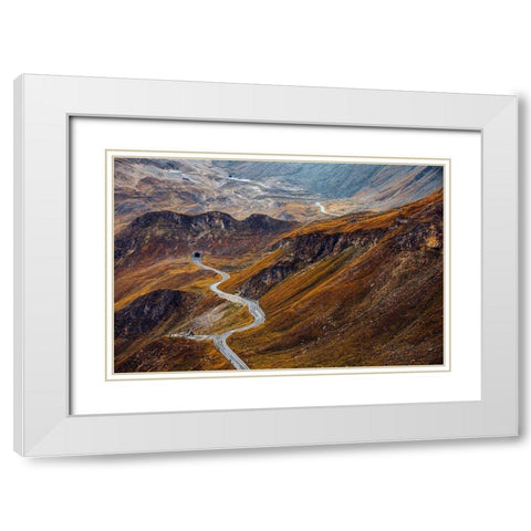 Road White Modern Wood Framed Art Print with Double Matting by Beata, Angyalosi
