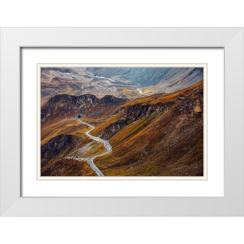 Road White Modern Wood Framed Art Print with Double Matting by Beata, Angyalosi
