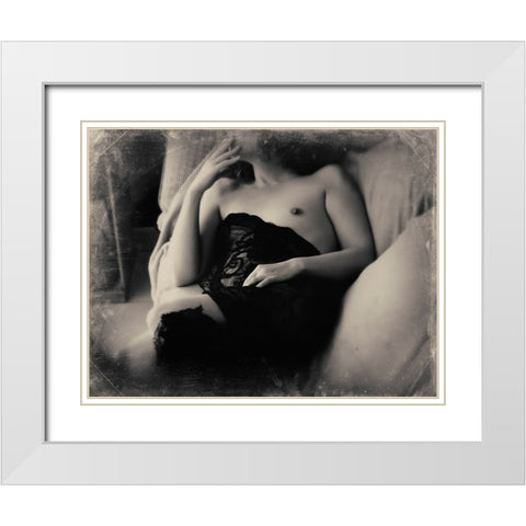 Untitled White Modern Wood Framed Art Print with Double Matting by Bousca, Bogdan