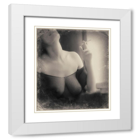Untitled White Modern Wood Framed Art Print with Double Matting by Bousca, Bogdan