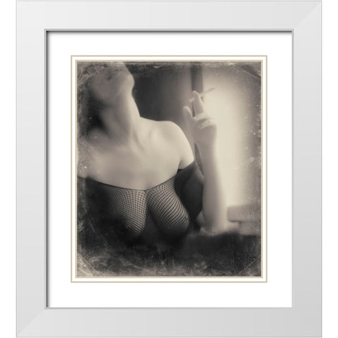 Untitled White Modern Wood Framed Art Print with Double Matting by Bousca, Bogdan