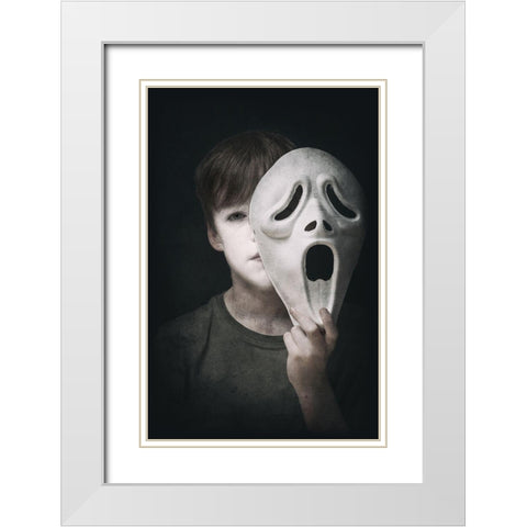 Behind The Mask White Modern Wood Framed Art Print with Double Matting by Gibney, Paul