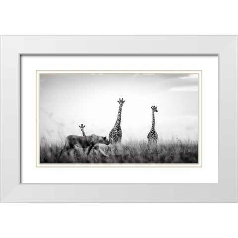 Watching Tower White Modern Wood Framed Art Print with Double Matting by Alfraid, Husain